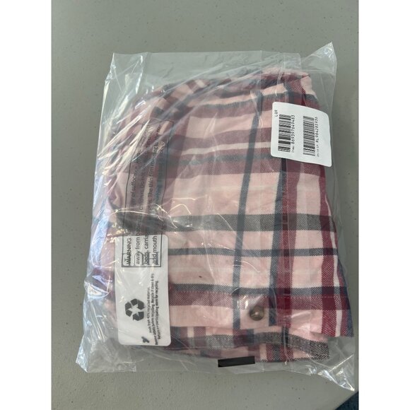 HUE Long Sleeve Plaid Nap Shirt Size Large Calming Rose Pink Preppy Academia NEW - Picture 2 of 6
